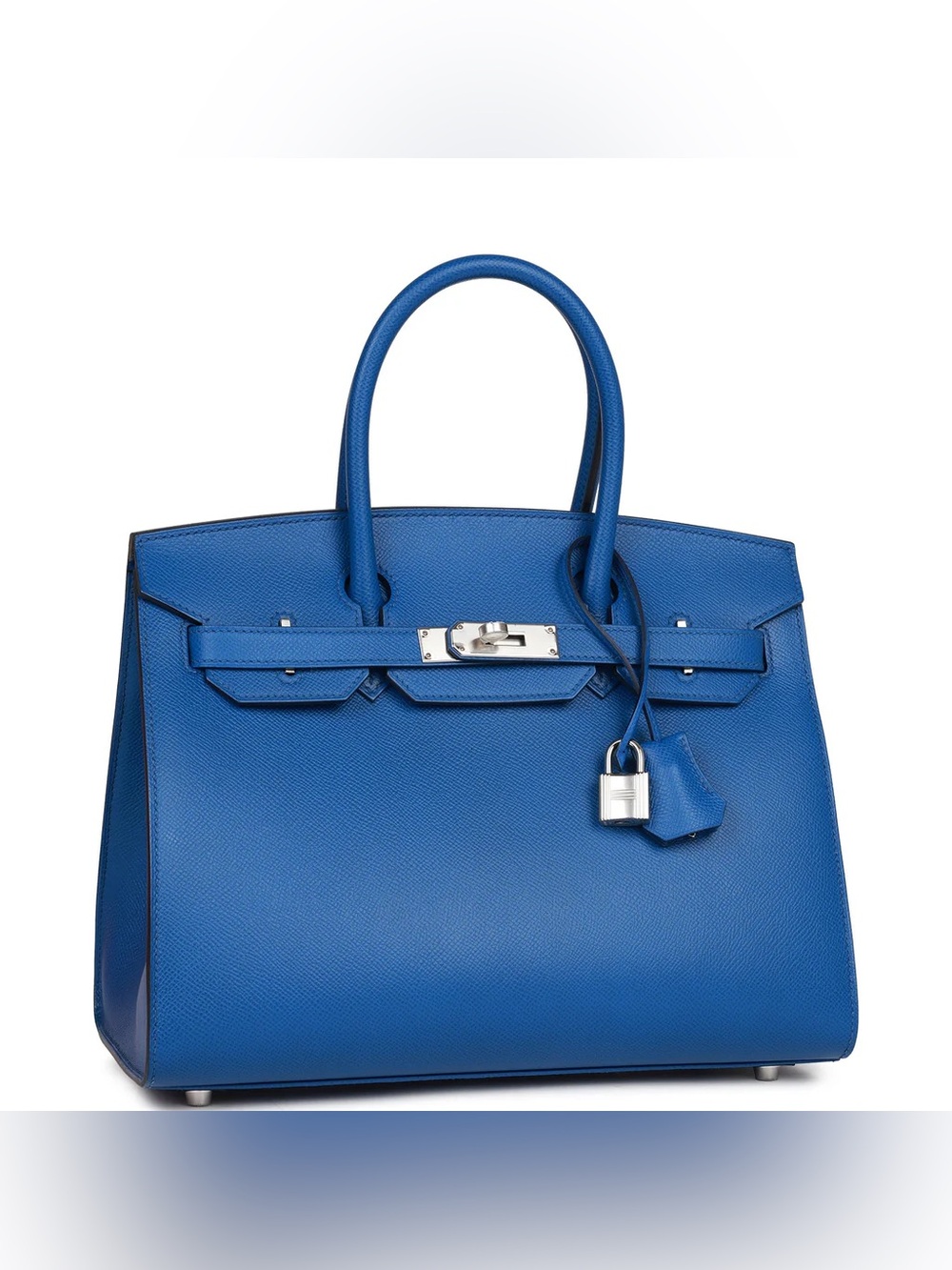 Blue Structured Tote H BIRKIN 25 PHW BLEU FRANCE EPSOM SELLIER semi handmade